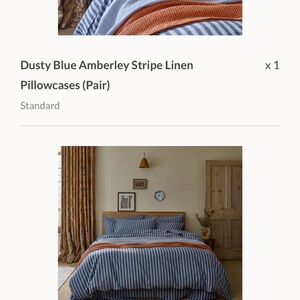 Piglet in Bed Stripe Linen Queen/Full Duvet Cover and Shams - Dusty Blue